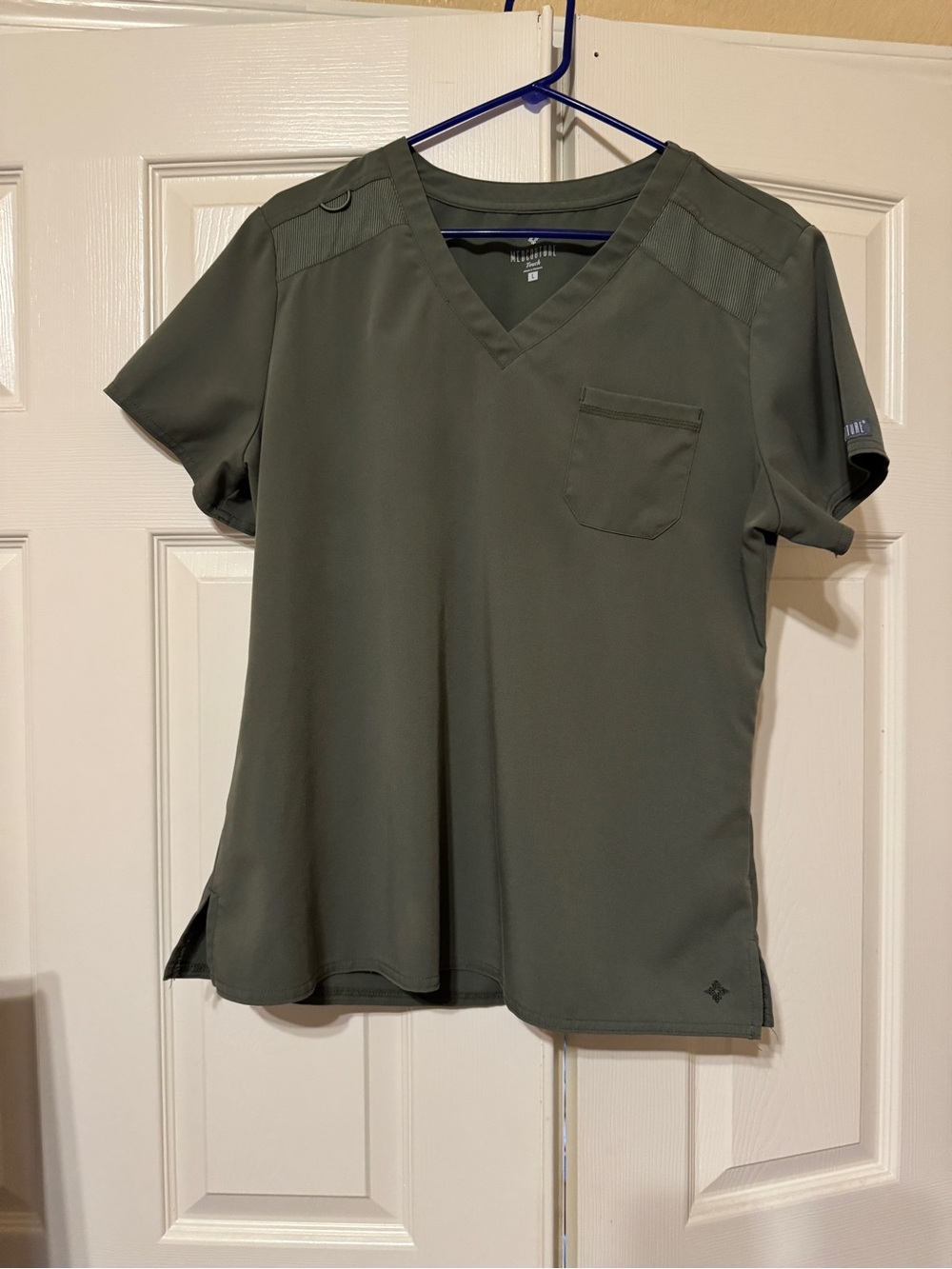 Med Couture Olive Green V-Neck Scrub Top
